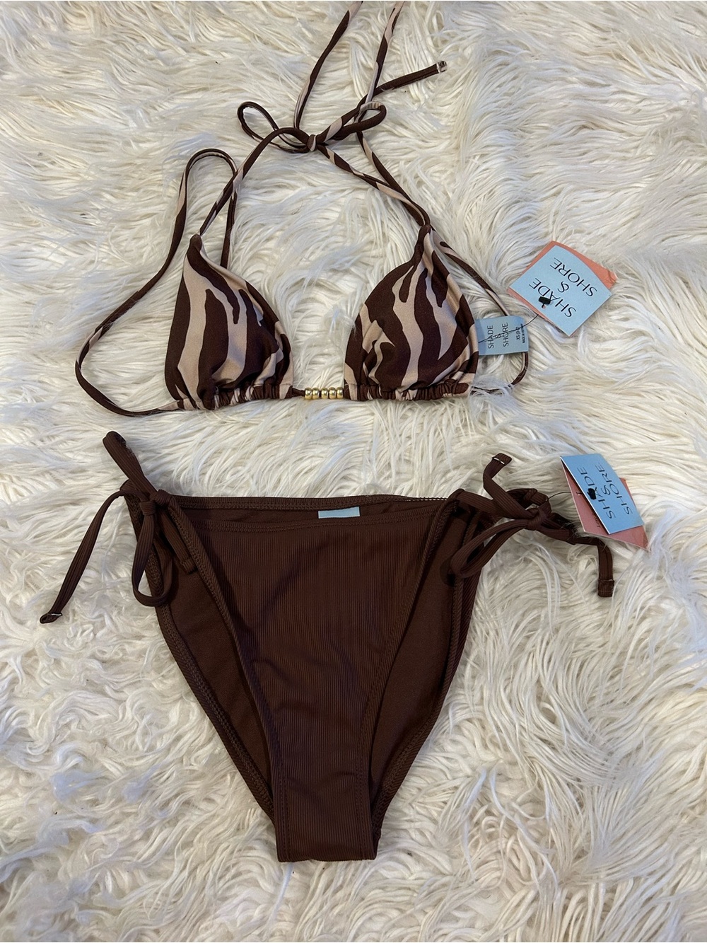 Brown Zebra Triangle Bikini Set